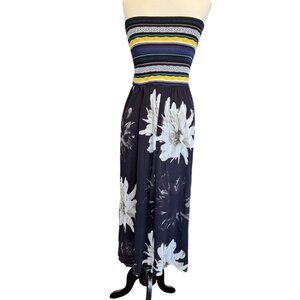 Fuzzi Floral & Stripe Strapless Dress